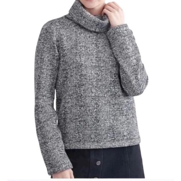 J. Crew Sweaters - J. Crew Glen Plaid Turtleneck Funnel Neck Thick Fleece Pullover Top Size L